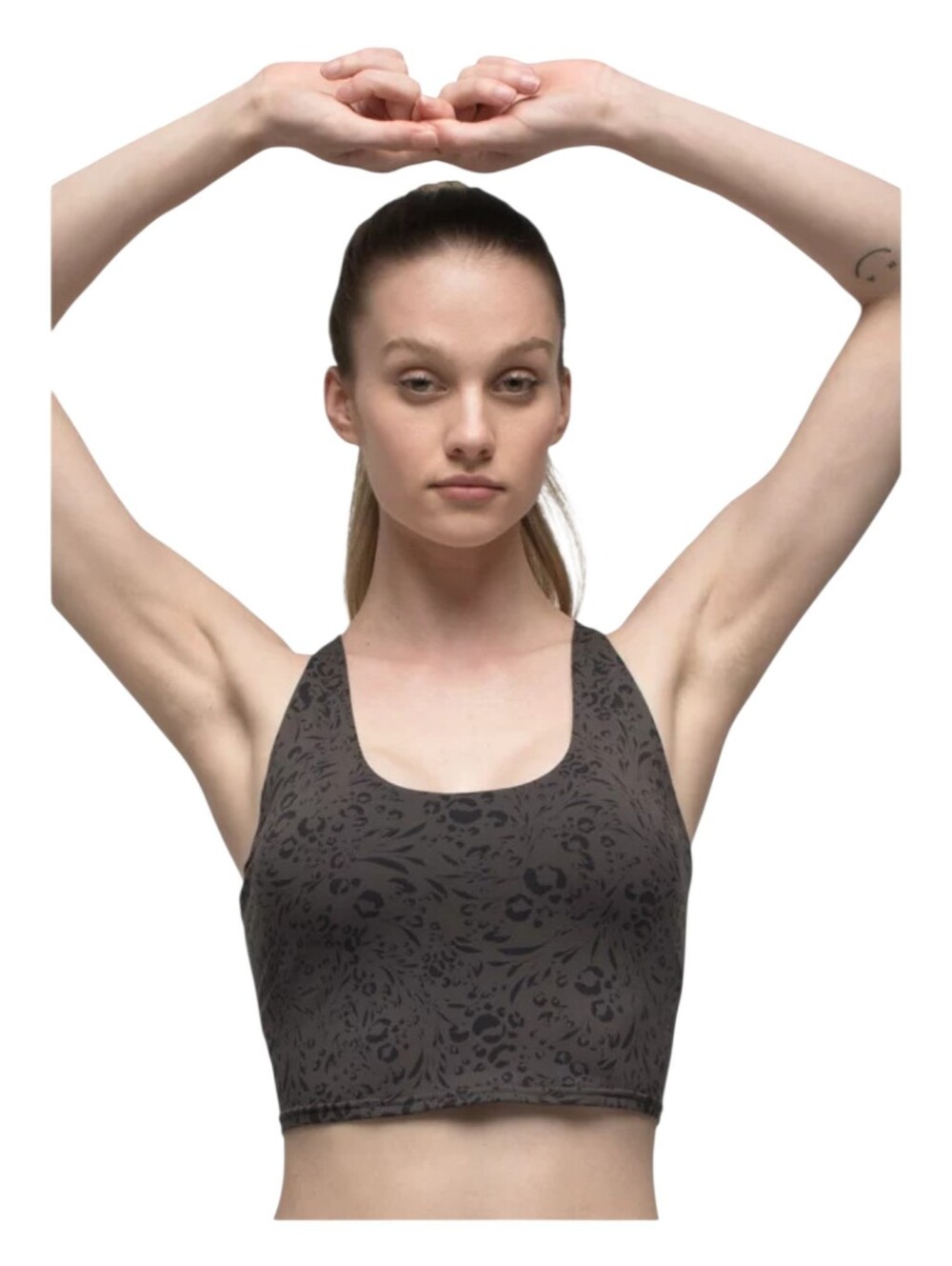 Prana Womens Dark Iron Print Chakara Crop Tank Top Medium